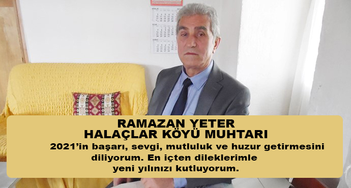 2021’in başarı, sevgi, mutluluk ve huzur getirmesini diliyorum. En içten dileklerimle yeni yılınızı kutluyorum.