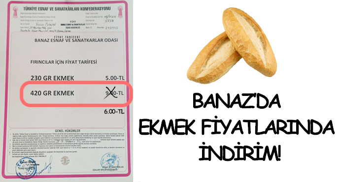 Banaz’da Ekmek Fiyatlarında İndirim!