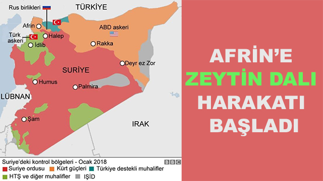 Afrin’e Zeytin Dalı Harakatı Başladı