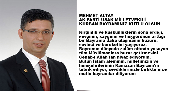 Bütün İslam aleminin, milletimizin ve hemşehrilerimin Kurban Bayramı'nı tebrik ediyor, sevdiklerinizle birlikte nice mutlu bayramlar diliyorum