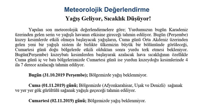 Yağış Geliyor, Sıcaklıklar Düşüyor!