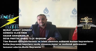  Kurban Bayramlarını  Kutlar;Bayramın Hayırlara Vesile Olmasını,Huzur Ve Mutluluk Getirmesini Temenni Ederim