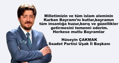 Miilletimizin ve tüm islam aleminin Kurban Bayramı’nı kutlar,bayramın tüm insanlığa huzur,barış ve güzellikler getirmesini temenni ederim.