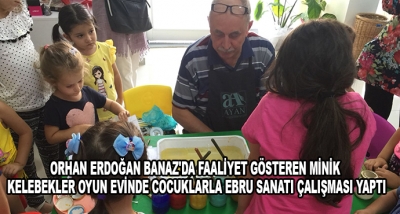 Orhan Erdoğan Banaz'da Faaliyet Gösteren Minik Kelebekler Oyun Evinde Cocuklarla Ebru Sanatı Çalışması Yaptı
