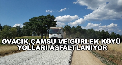 Ovacık,Çamsu Ve Gürlek Köyü Yolları Asfaltlanıyor