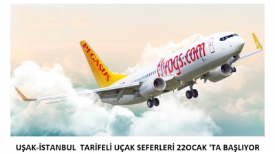 Uşak-İstanbul  Tarifeli Uçak Seferleri 22ocak ‘Ta Başlıyor