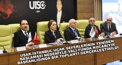 Uşak-İstanbul Uçak Seferlerinin Yeniden Başlaması Nedeniyle Vali Funda Kocabıyık Başkanlığında Bir Toplantı Gerçekleştirildi.
