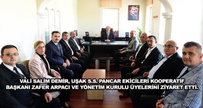 Vali Salim Demir, Uşak S.S. Pancar Ekicileri Kooperatif Başkanı Zafer Arpacı Ve Yönetim Kurulu Üyelerini Ziyaret Etti. 